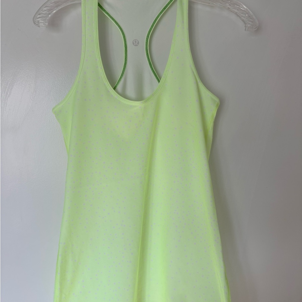 Lululemon Athletica neon with polka dots  Fitted Backless Tank Top